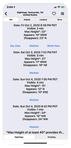 iss sightings schedule
