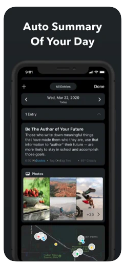 journaling app summary view