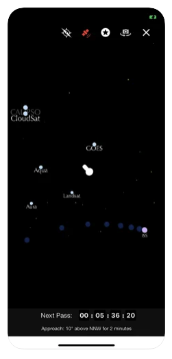 satellite positions in space
