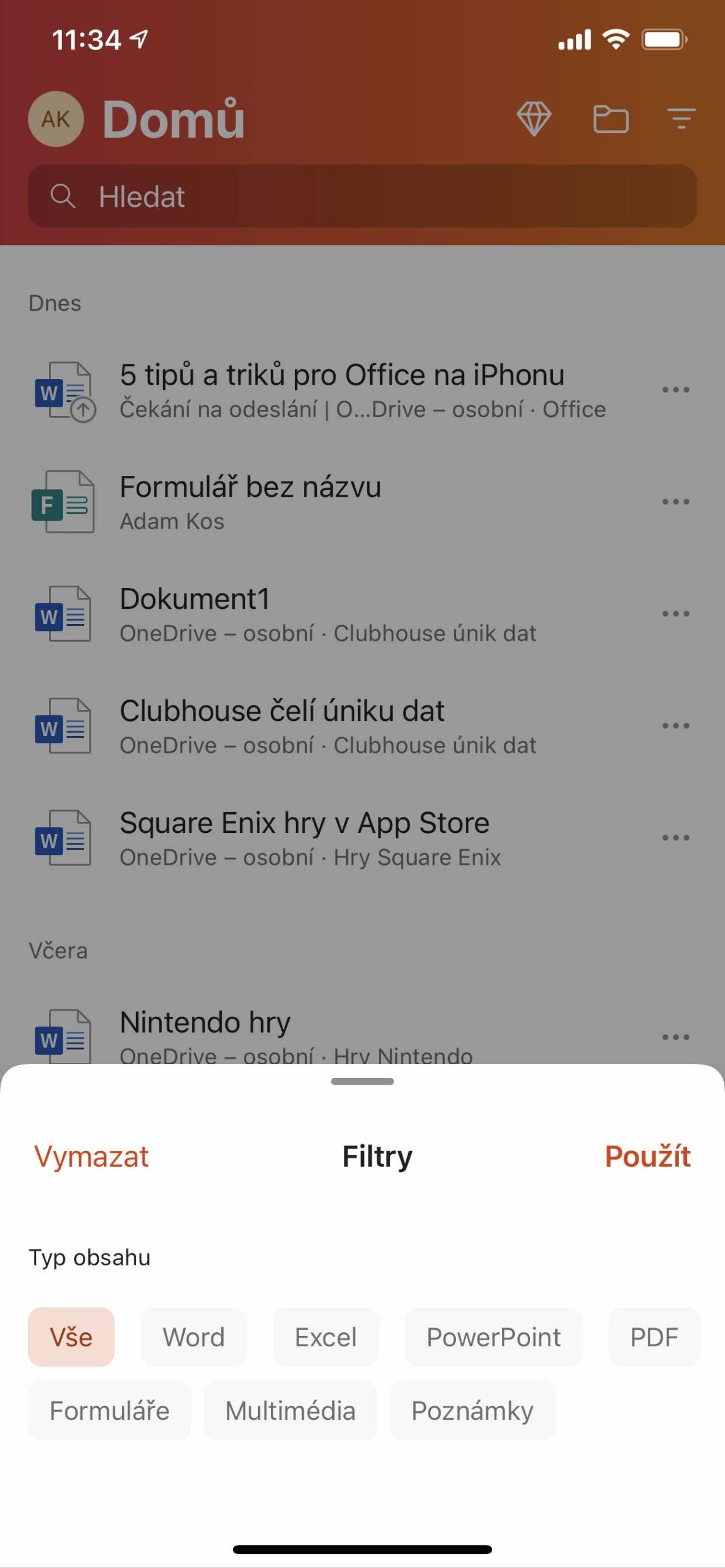 1 Filtry a hledání 2