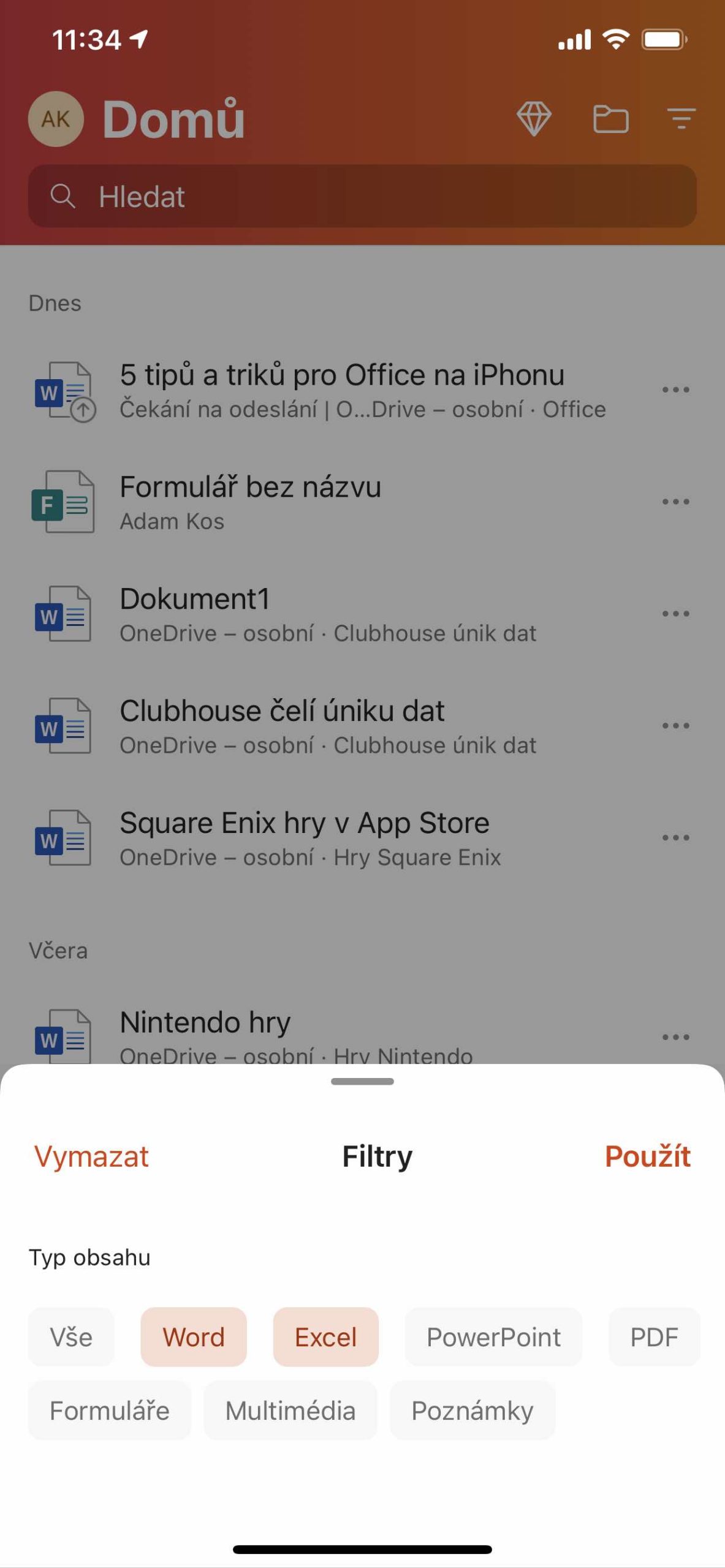 1 Filtry a hledání 3