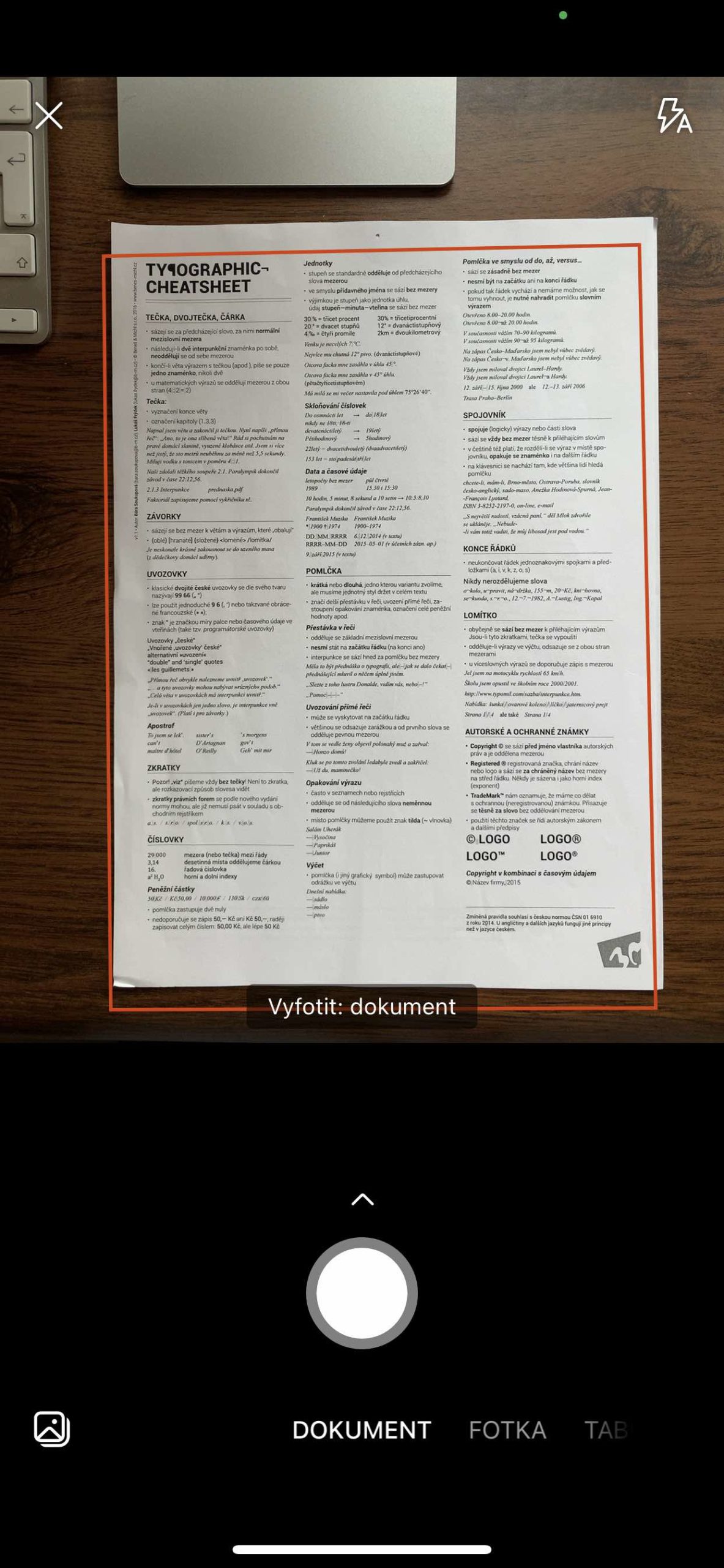 3 Objektiv a skenování dokumentů 3