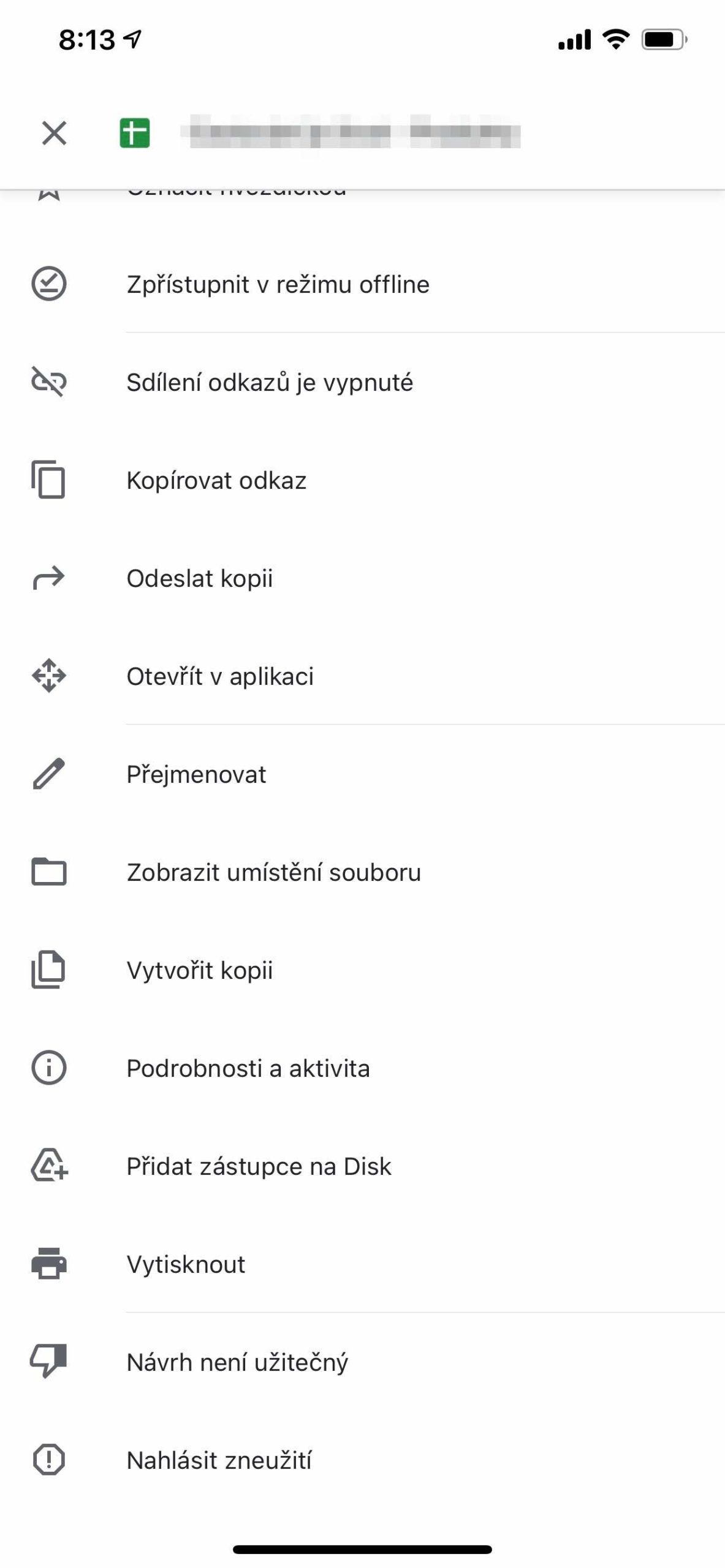 google drive file options