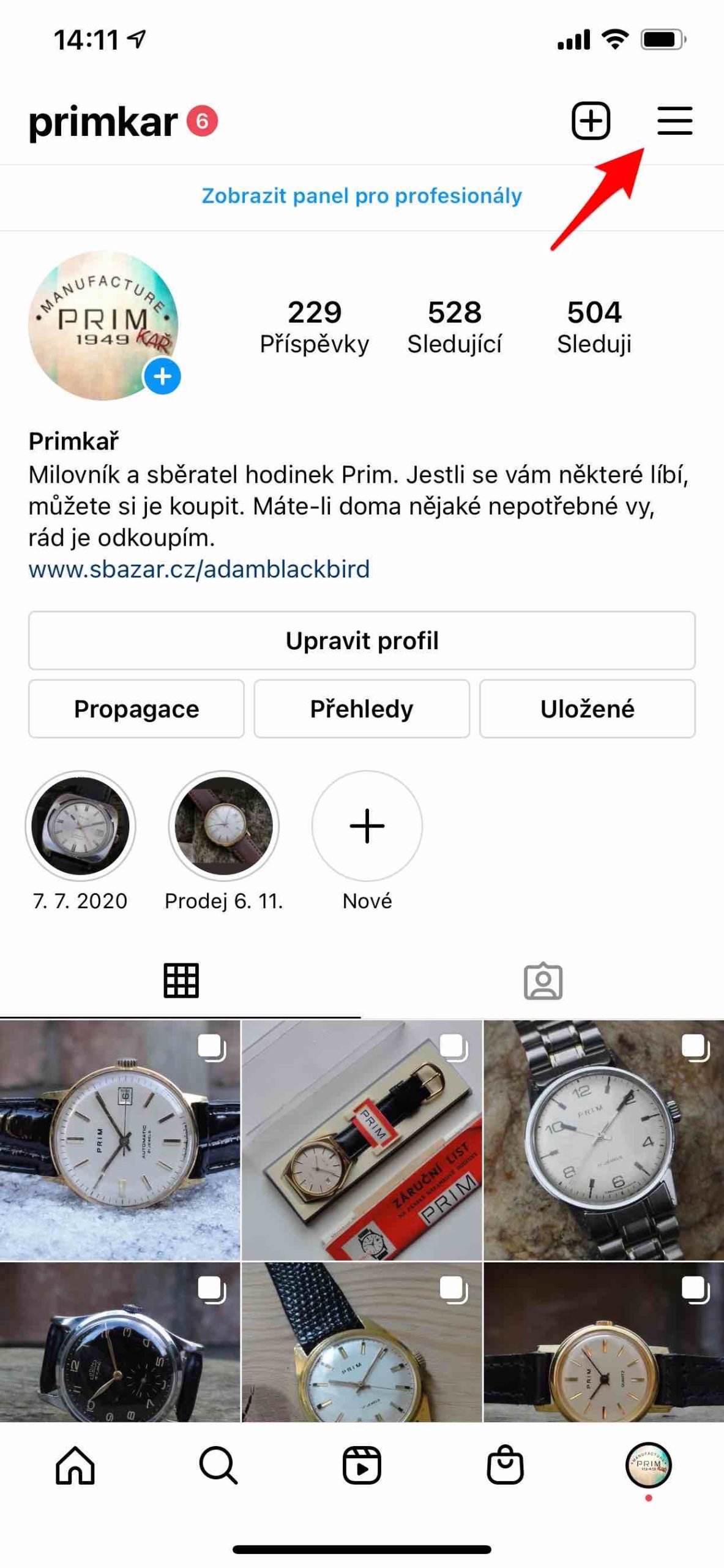 instagram profile page