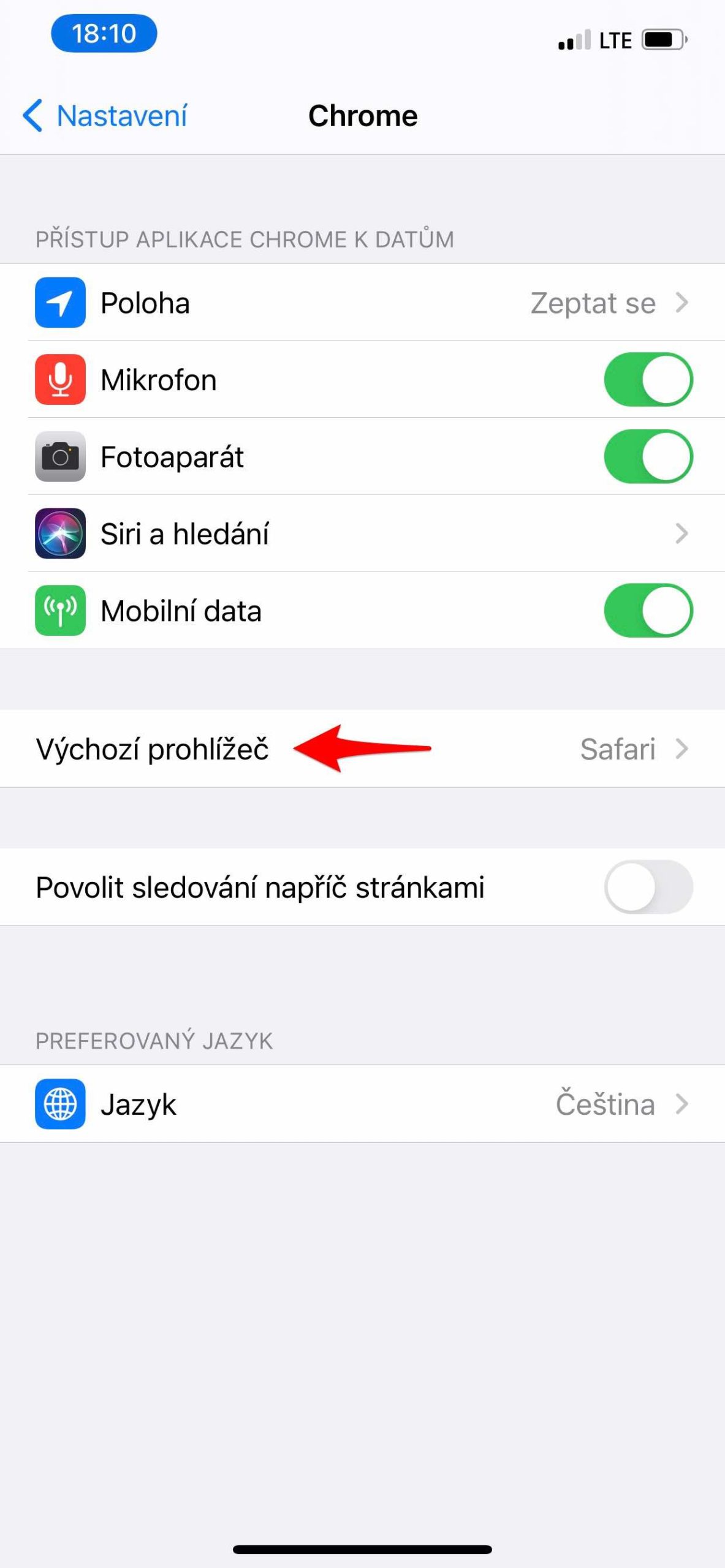 iphone chrome settings