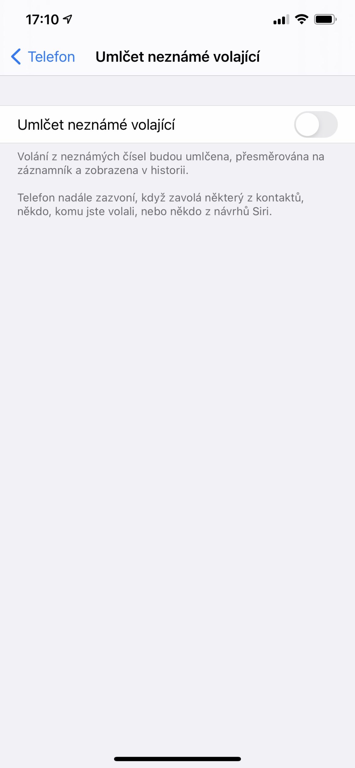 iphone silence unknown callers toggle