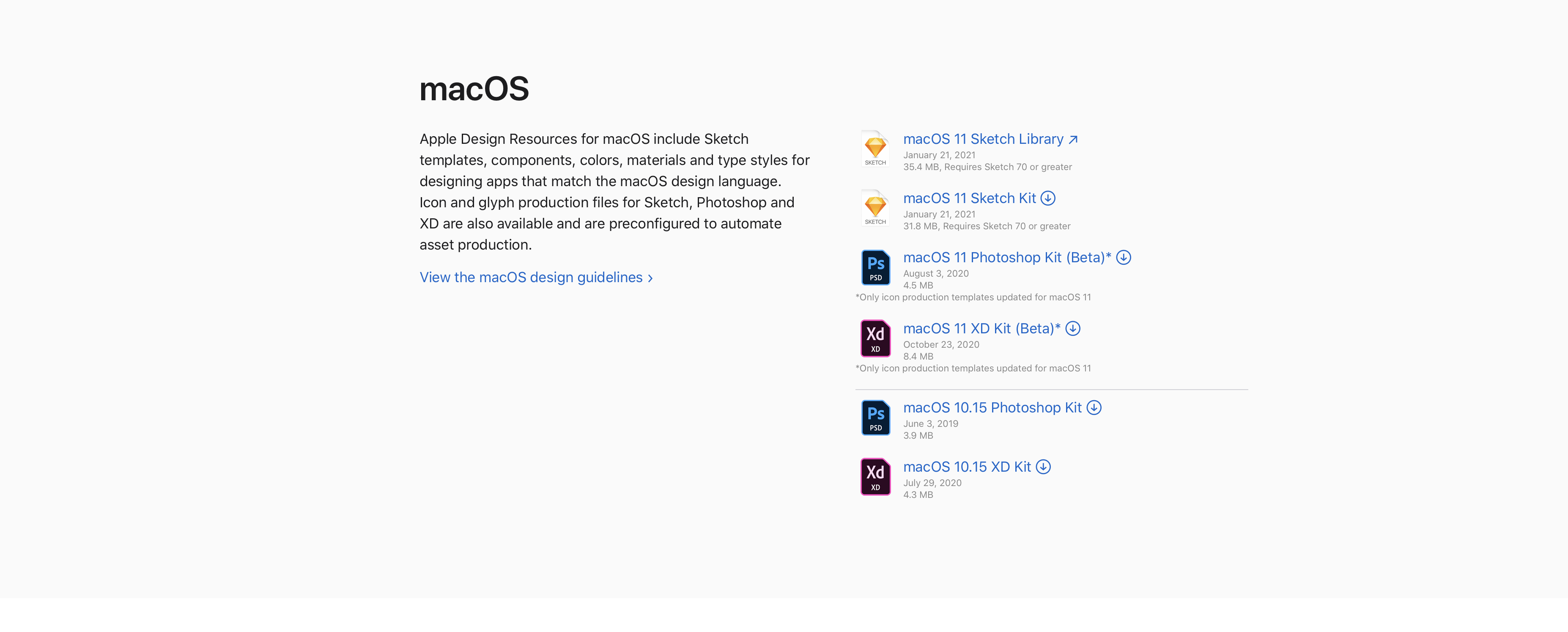 macos design resources page