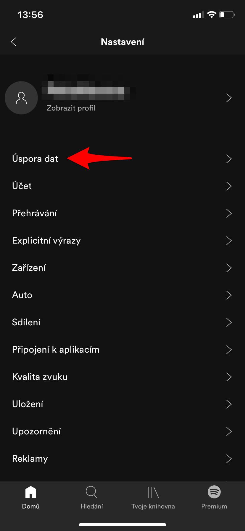 music app settings menu