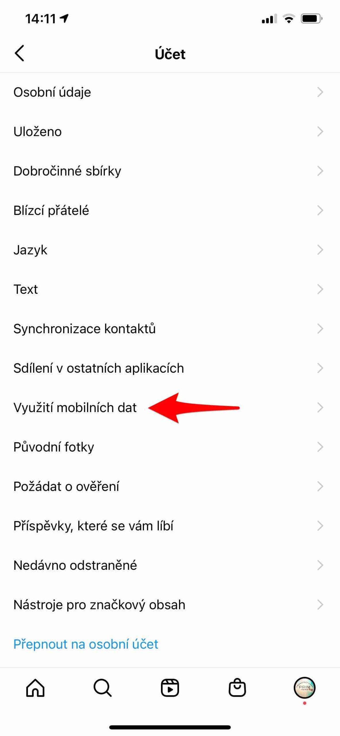 settings mobile data usage