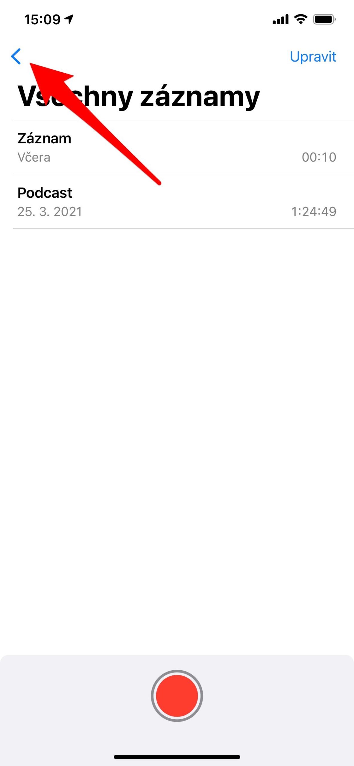 voice memo app screen