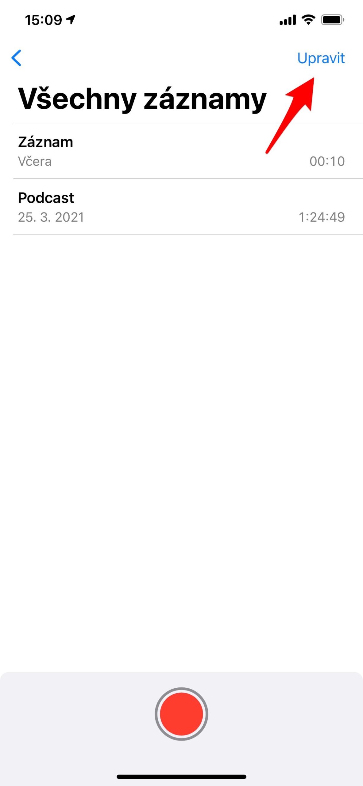 voice memos edit option