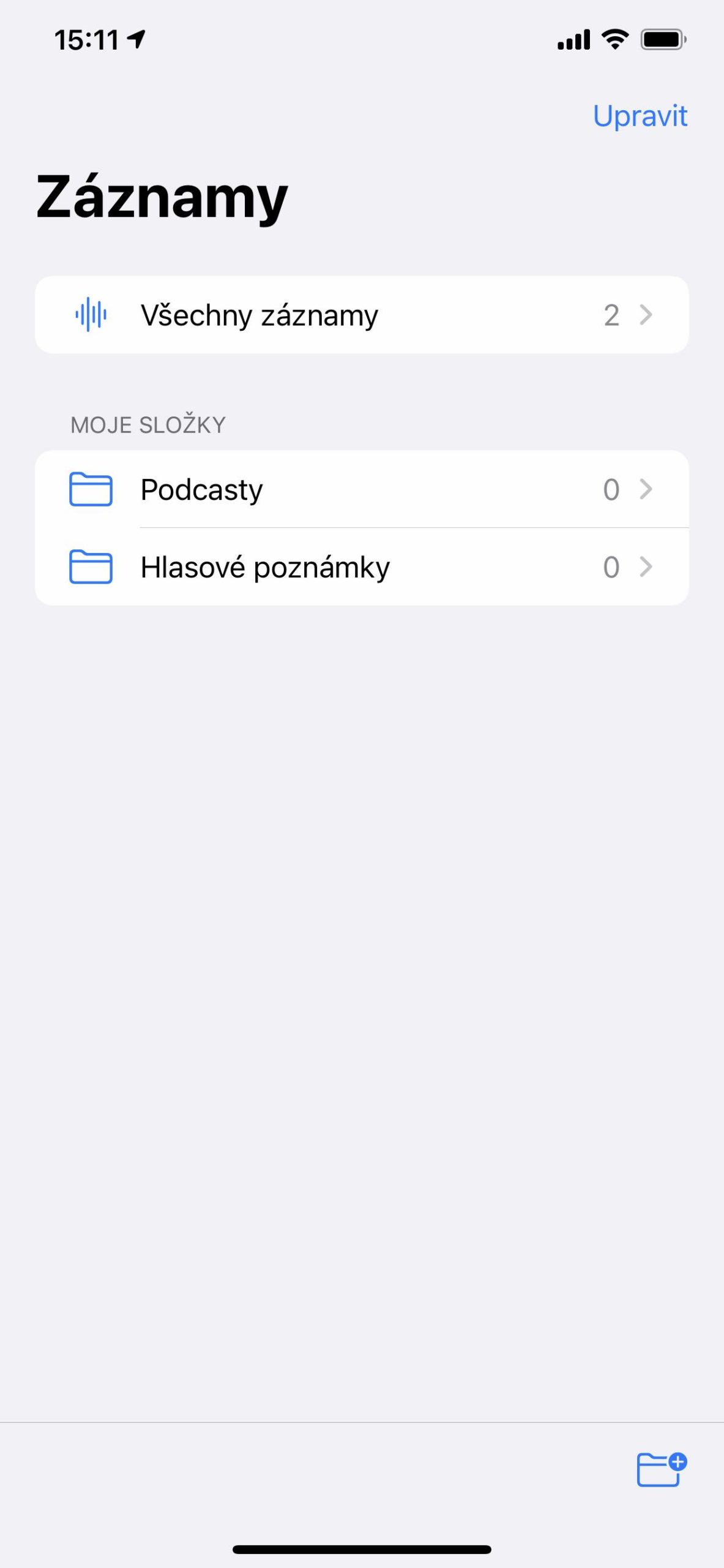 voice memos folder view
