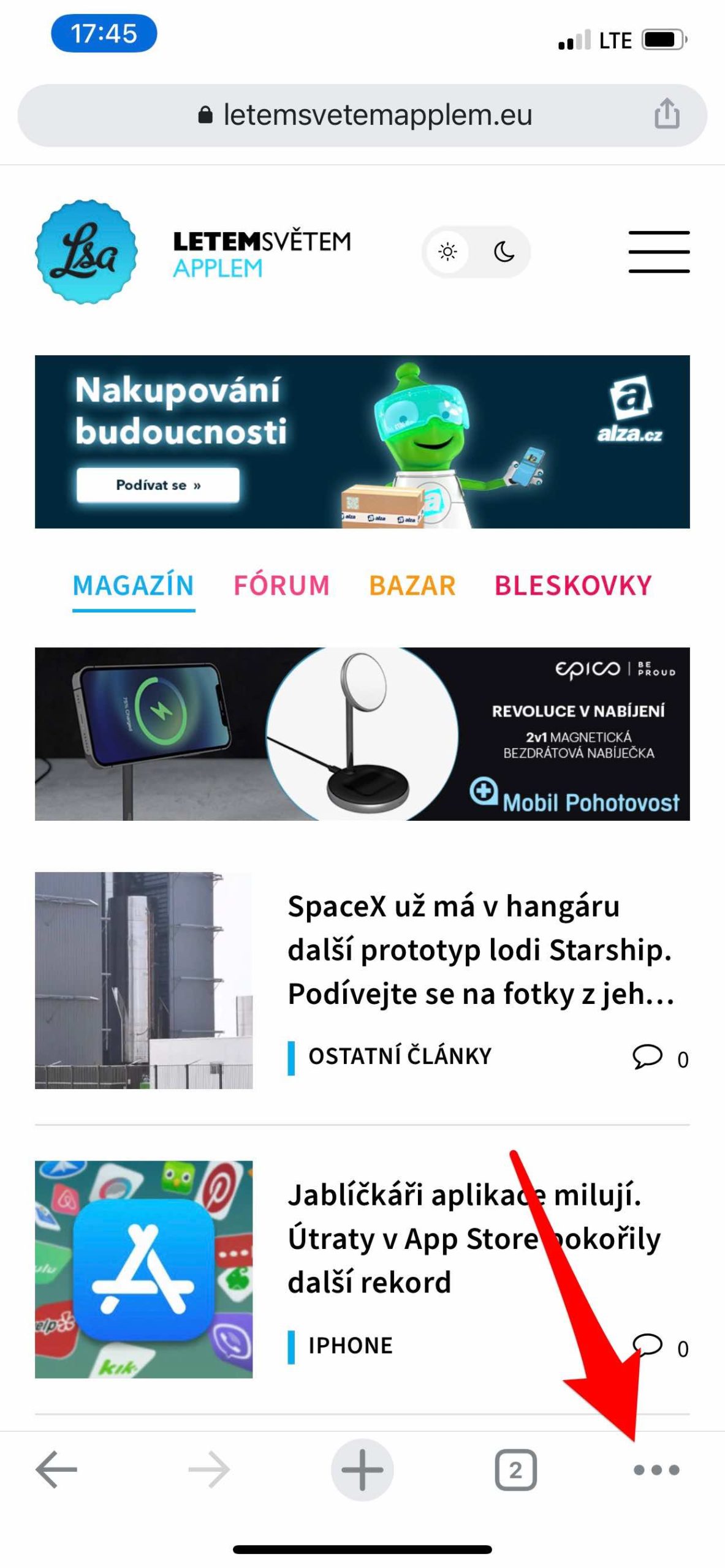 website homepage mobile view