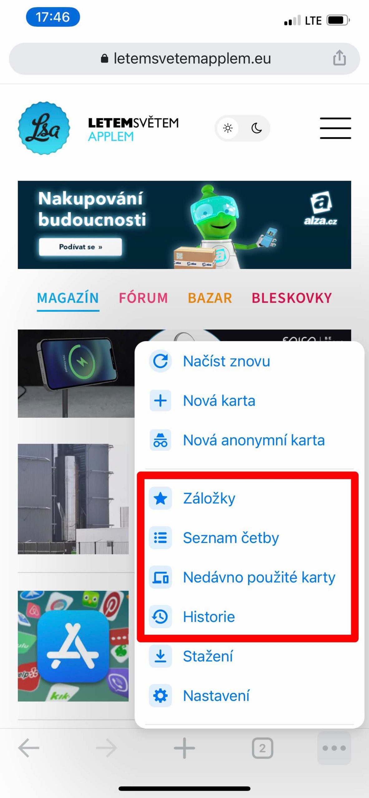 website menu options