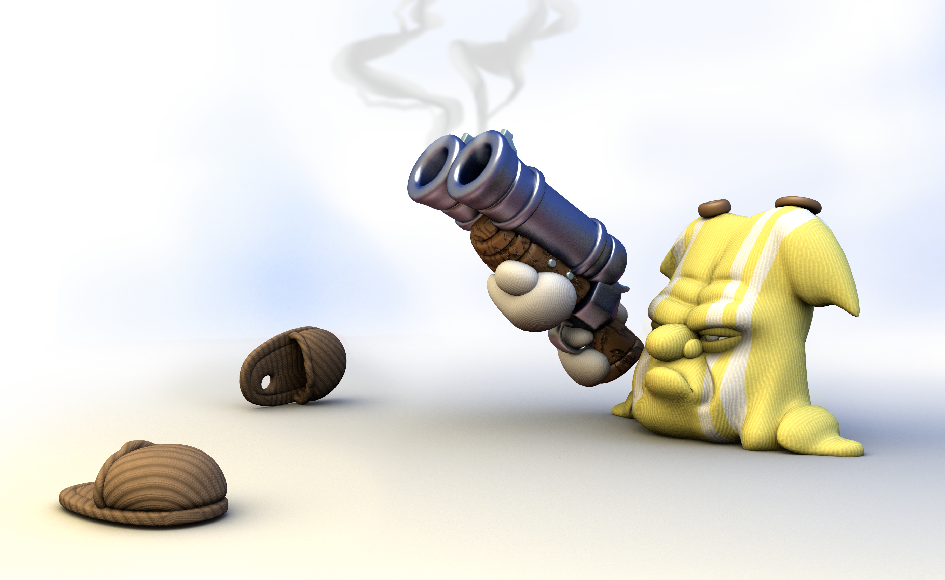animated character with gun