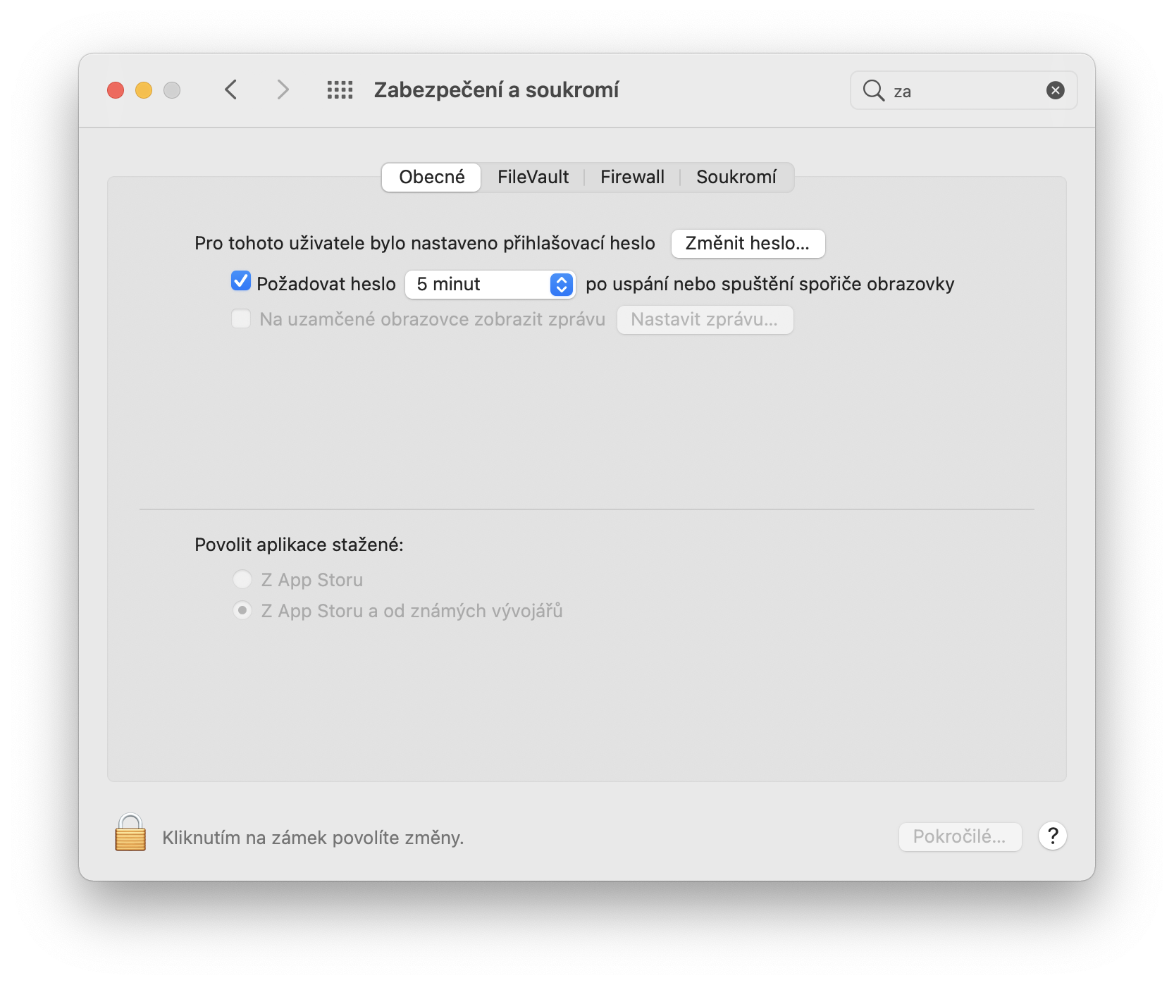 Predvolby systemu MacOS
