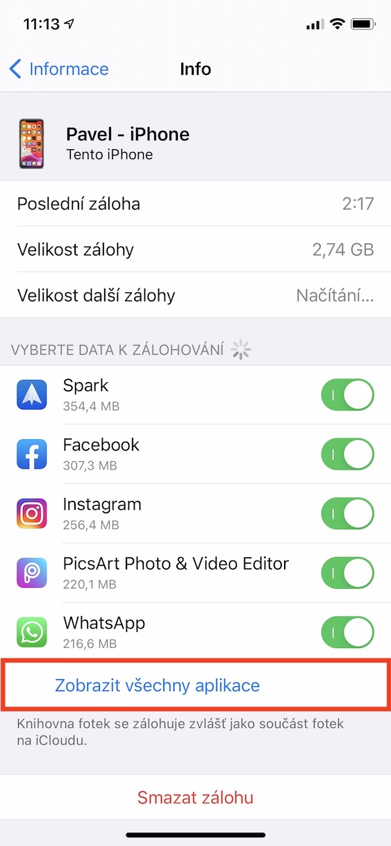 velikost_zalohy_icloud_ios6 zmenšit velikost záloh icloud