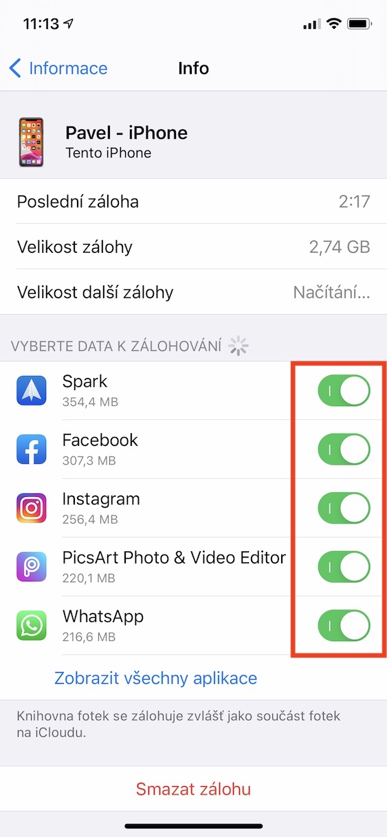 velikost_zalohy_icloud_ios7 zmenšit velikost záloh icloud