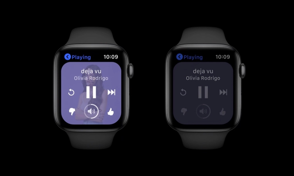 Pandora-dimmed-state-on-watchOS-8 Always on ve watchOS 8