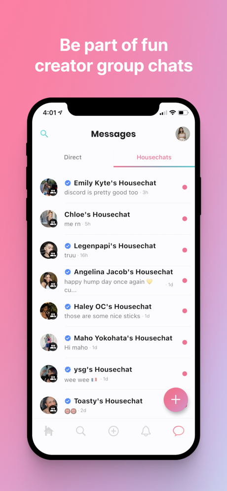 creator group chats interface