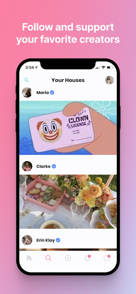 follow support creators interface