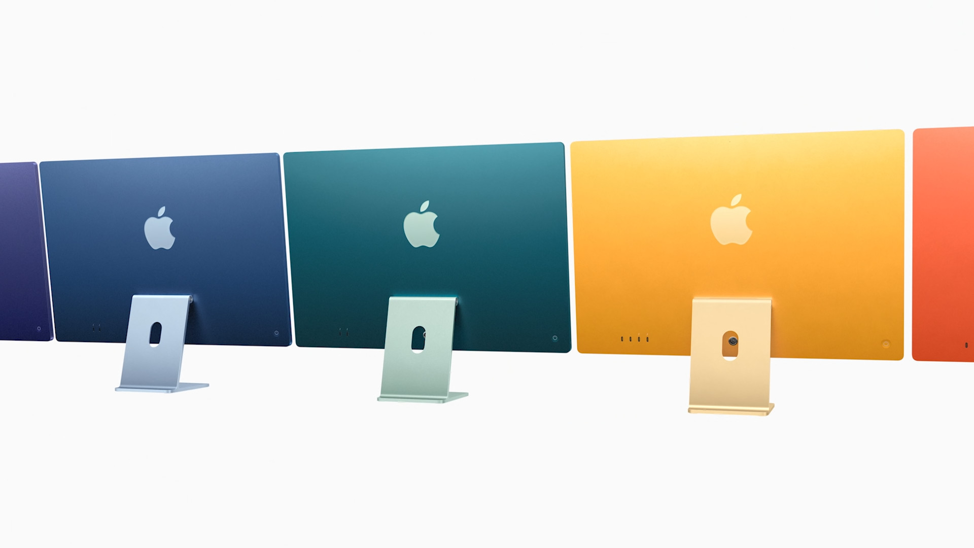 aligned colorful apple monitors