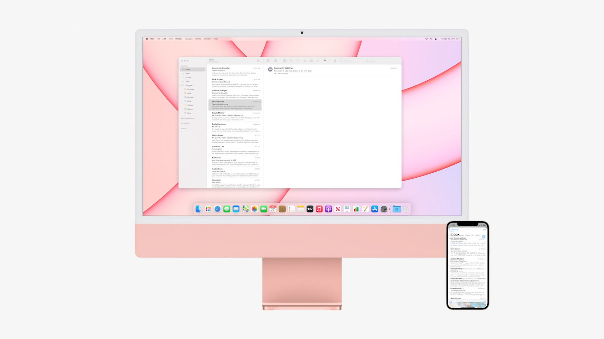 apple email on desktop and phone