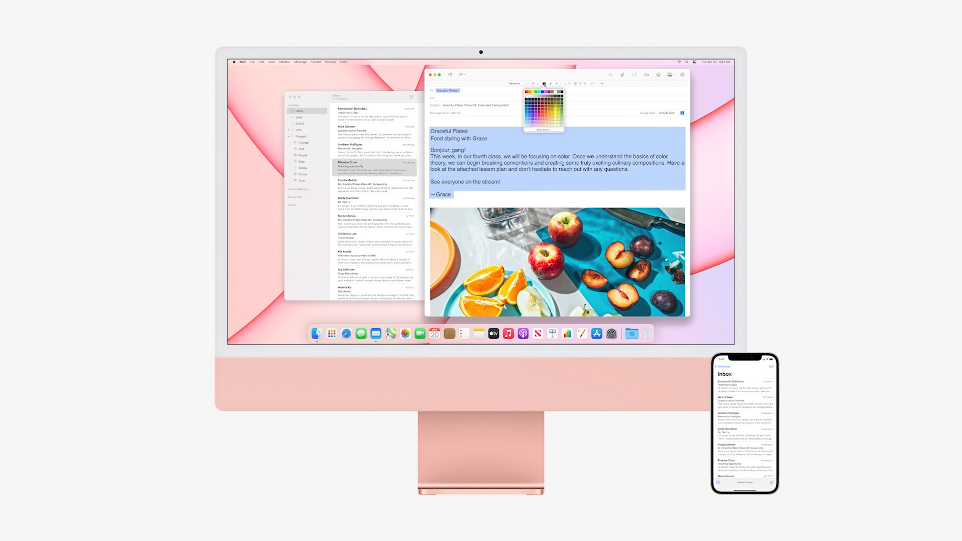 apple email with color picker