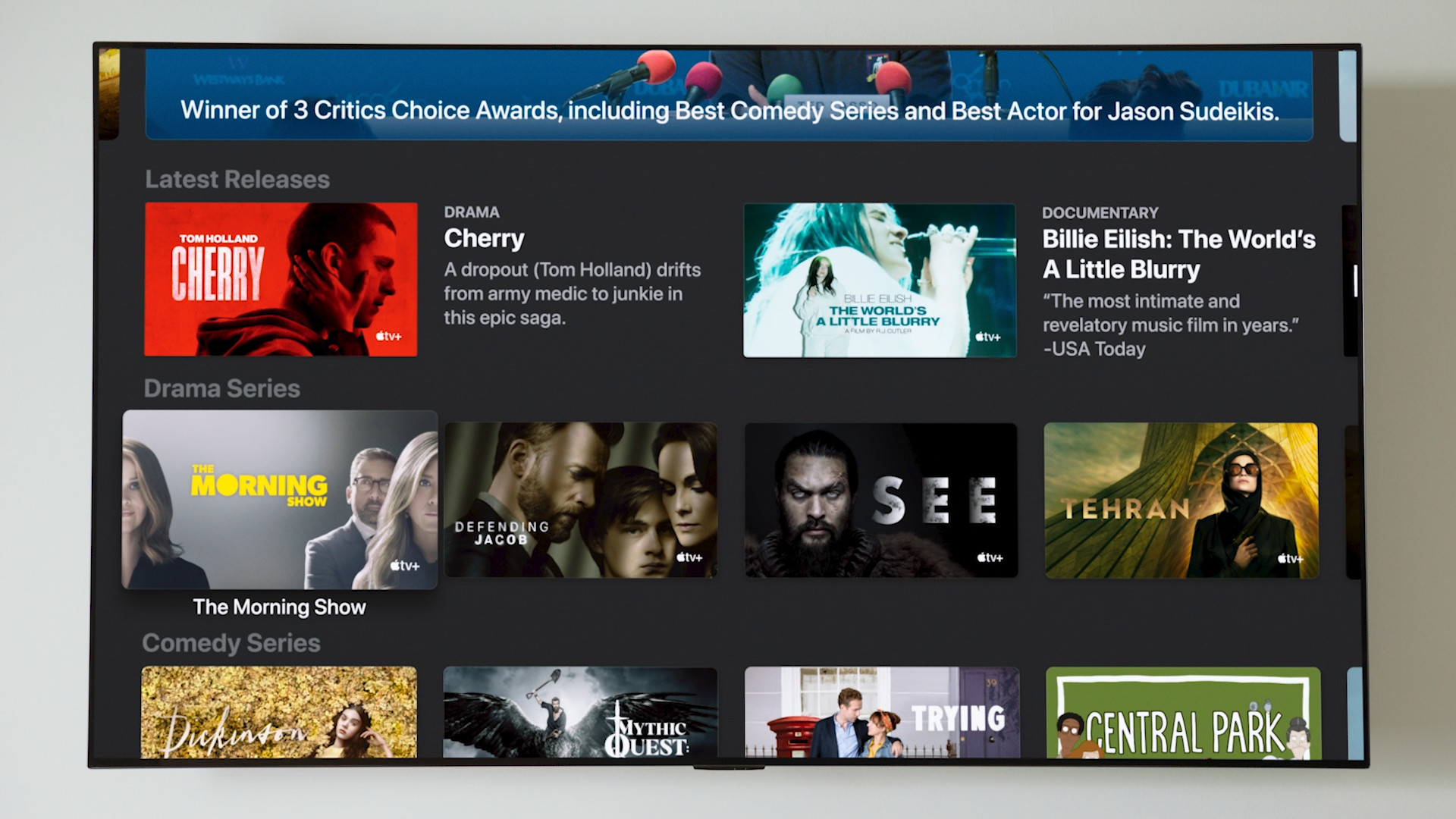 apple tv interface shows