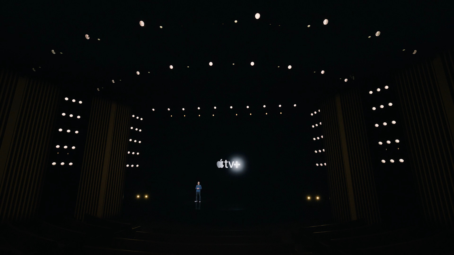 apple tv plus logo on stage