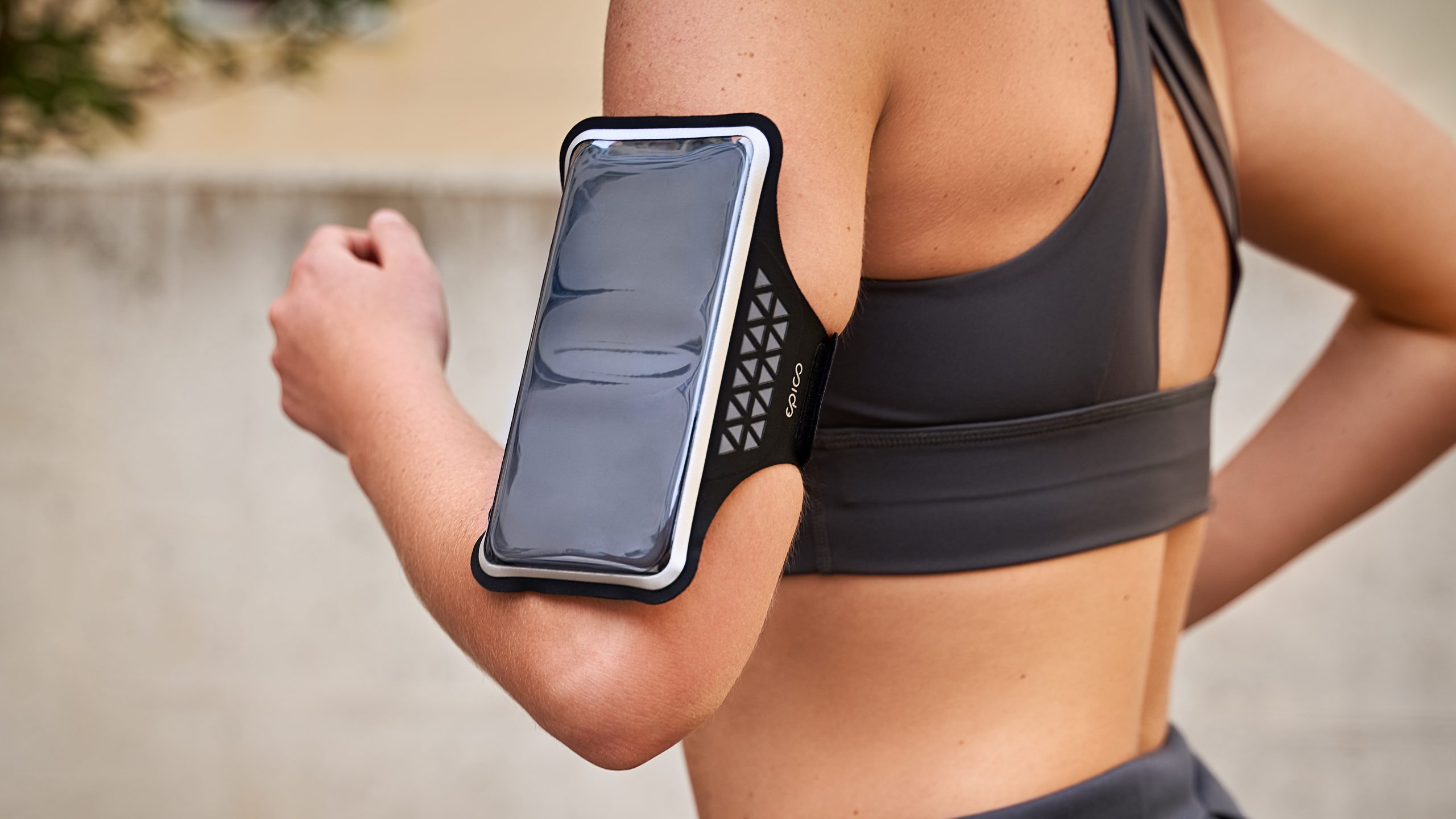 armband phone holder on athlete