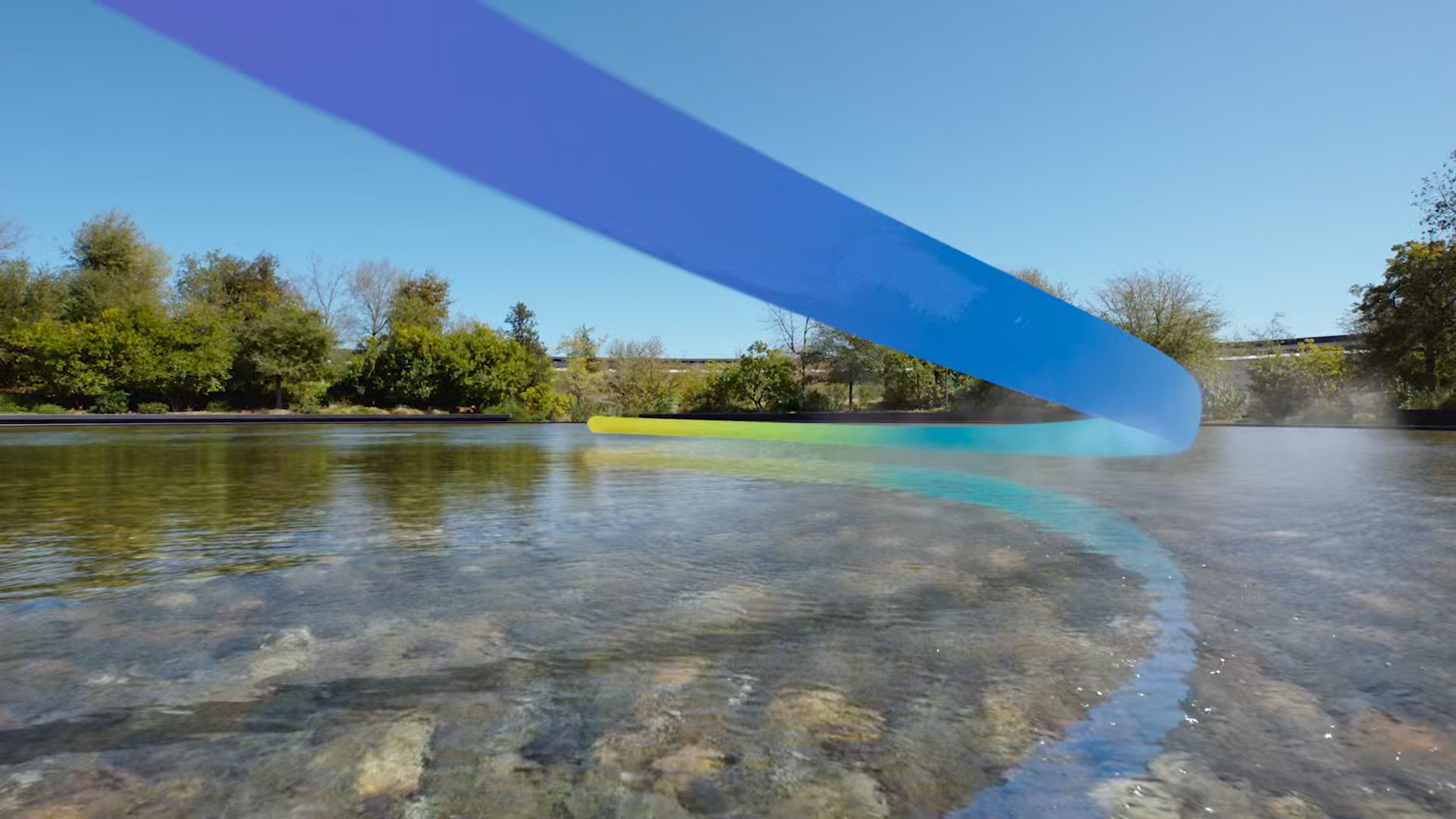 blue ribbon over water