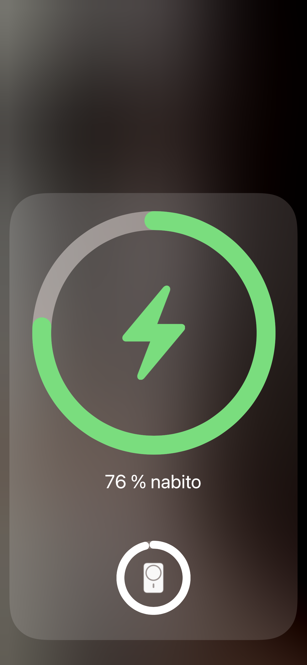 charging status display 76 percent