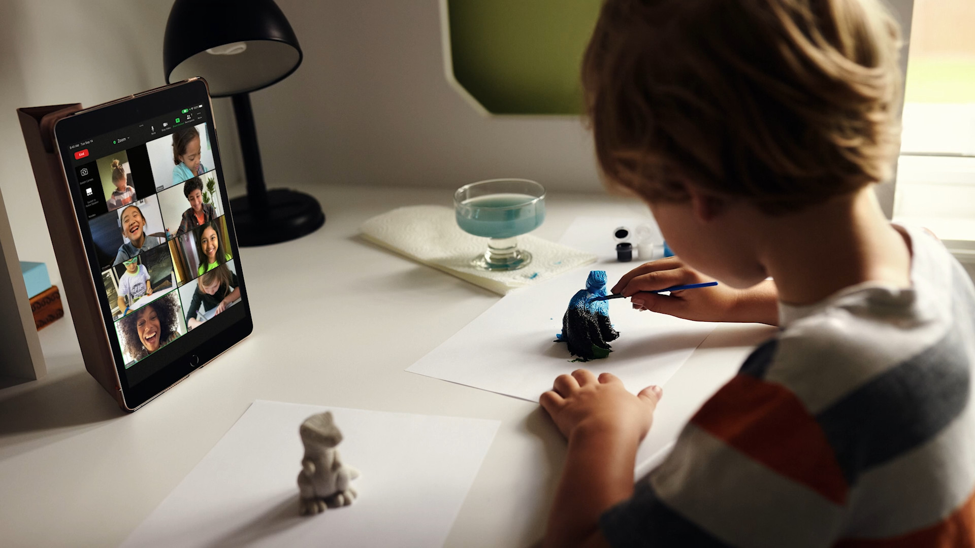 child painting with ipad