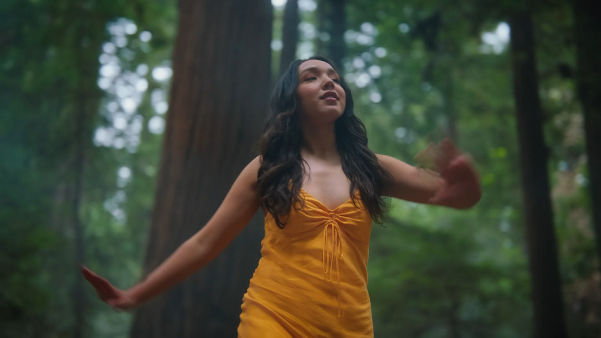 closeup person in forest