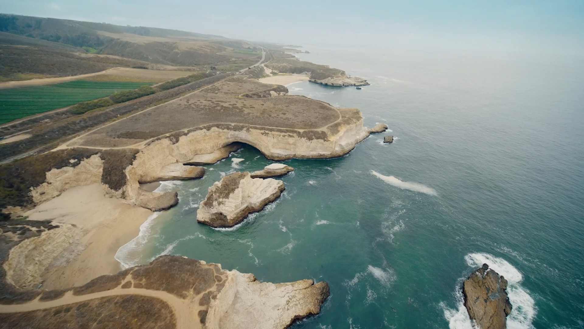 coastal cliffs aerial view