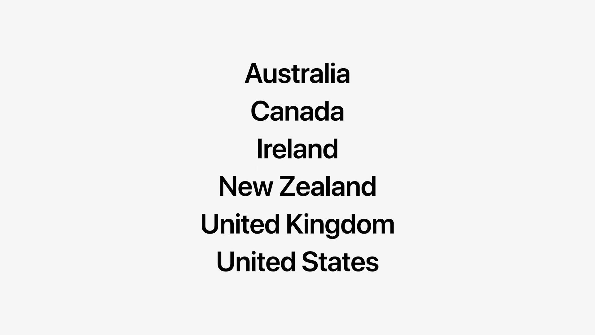 countries list text