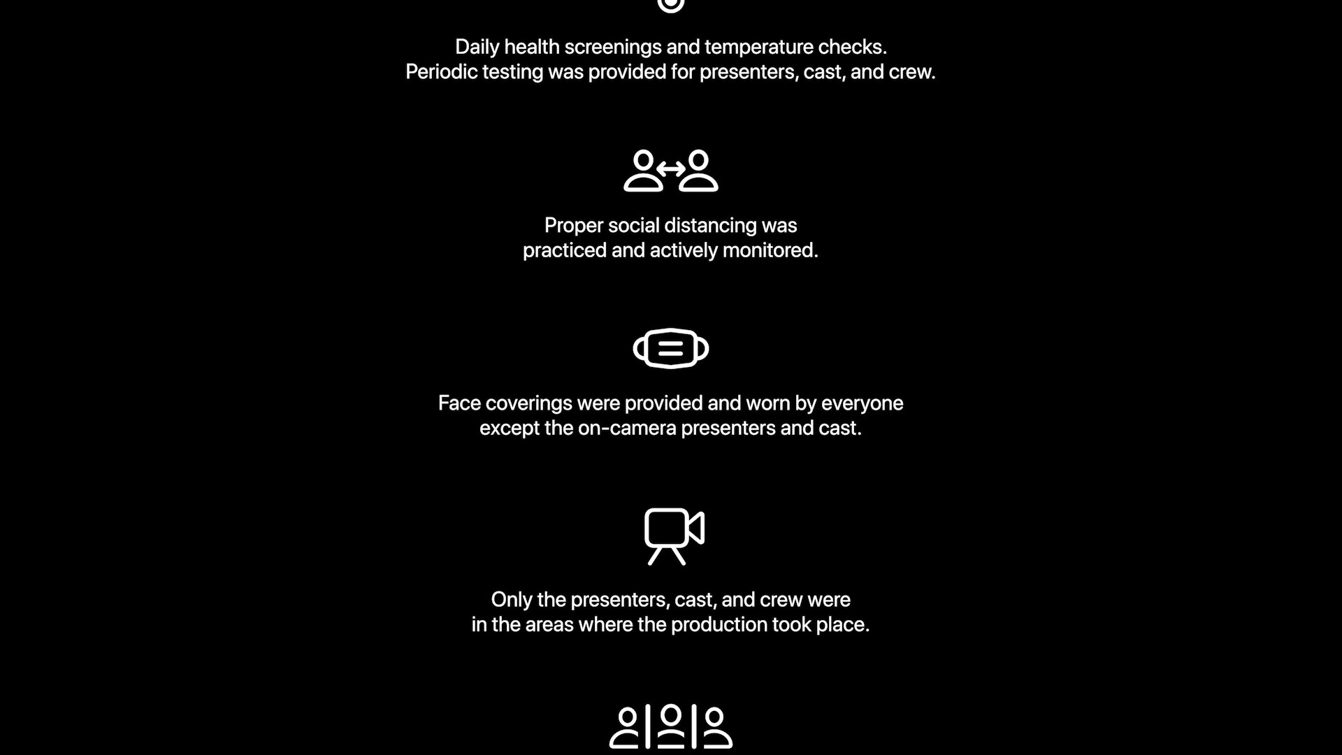 face coverings and production areas