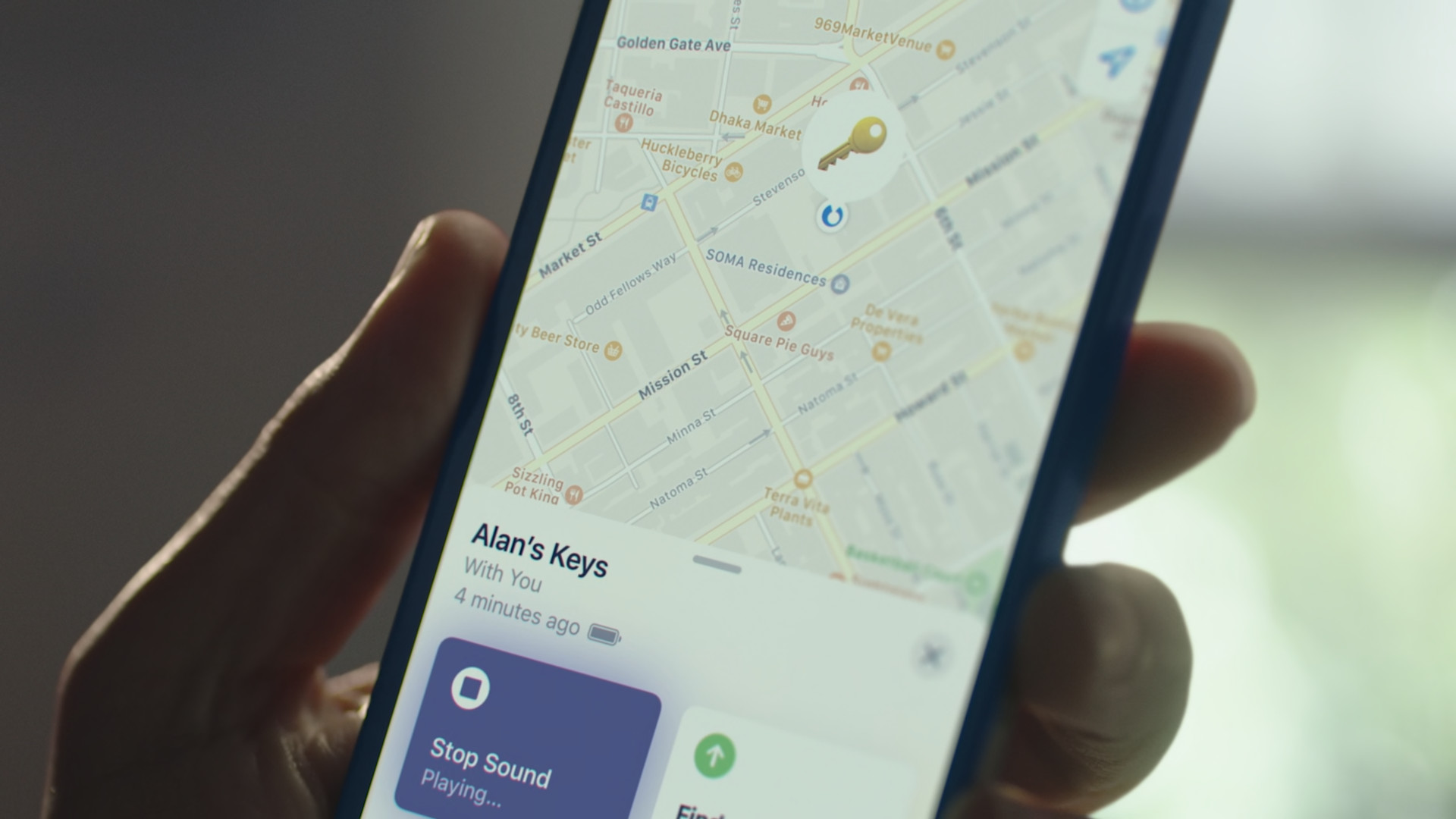 find my app on phone closeup