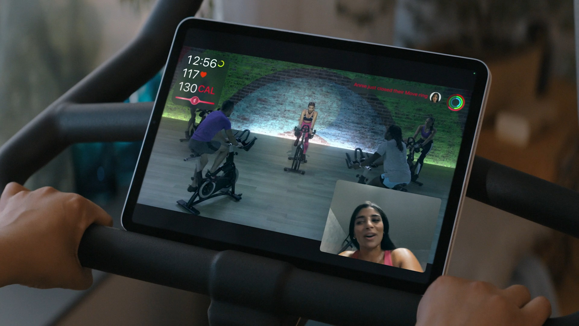 group cycling class tablet