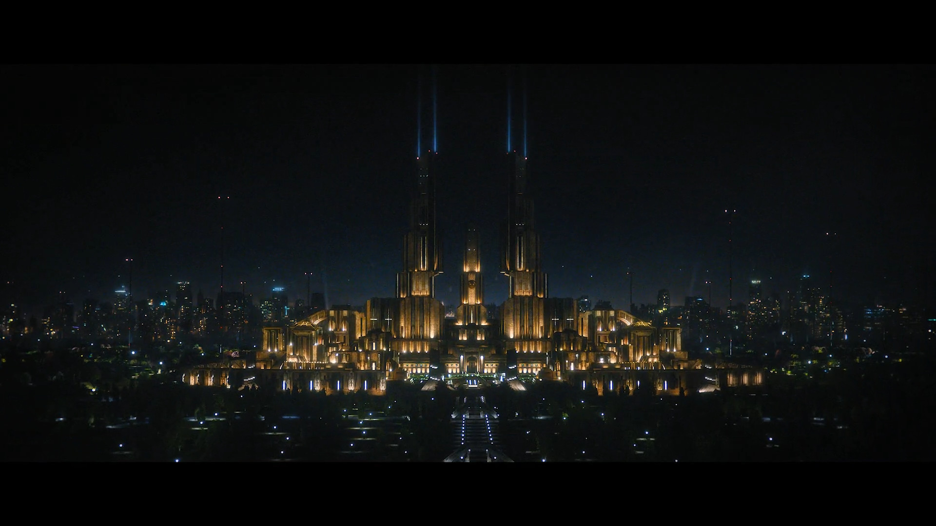 illuminated cityscape night