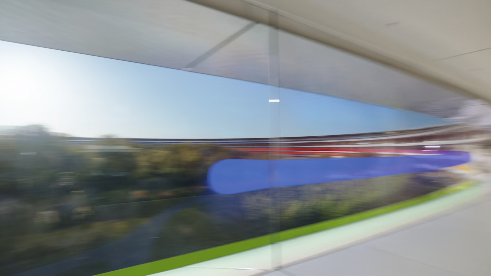 interior glass wall with colorful stripes