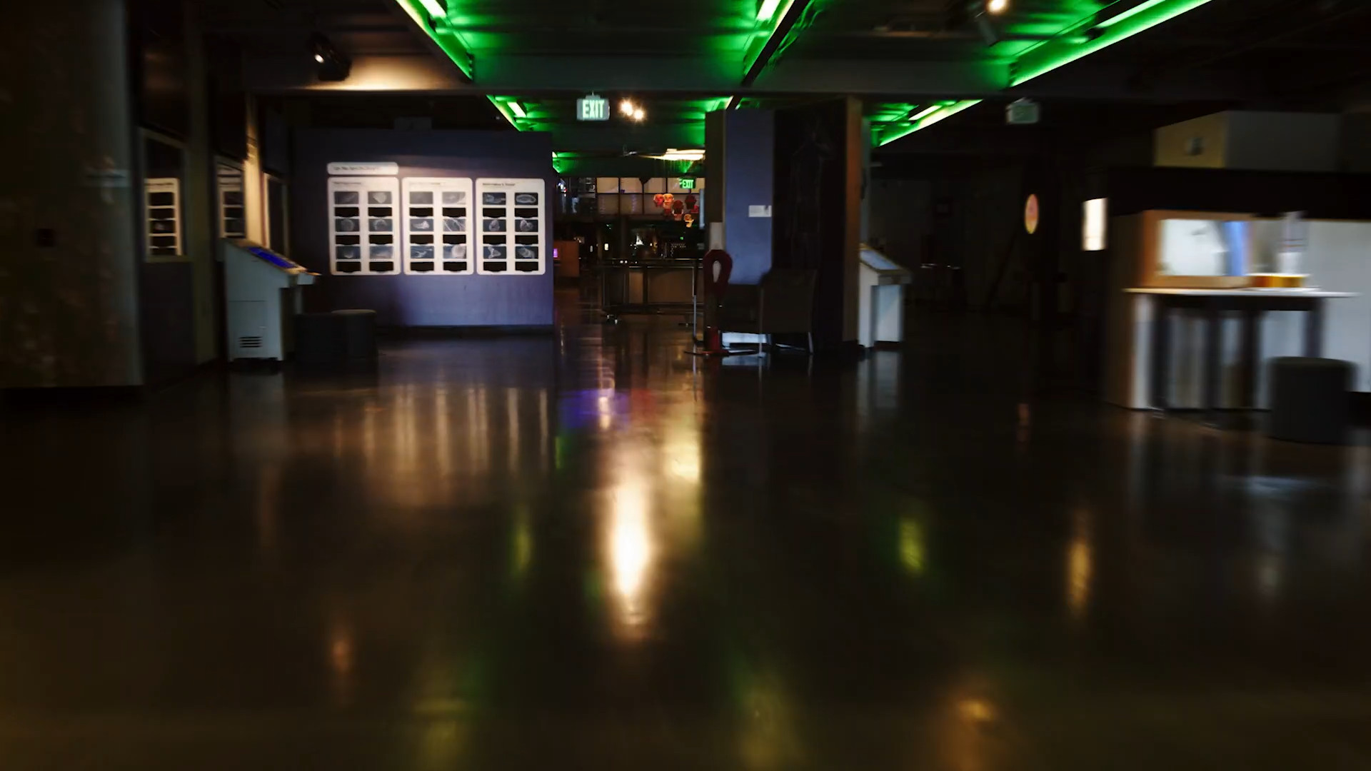 interior hallway green lights