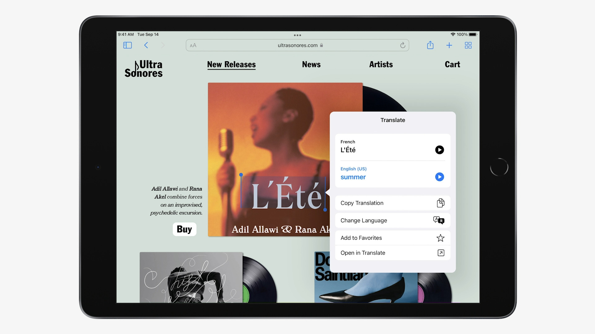 ipad translate feature