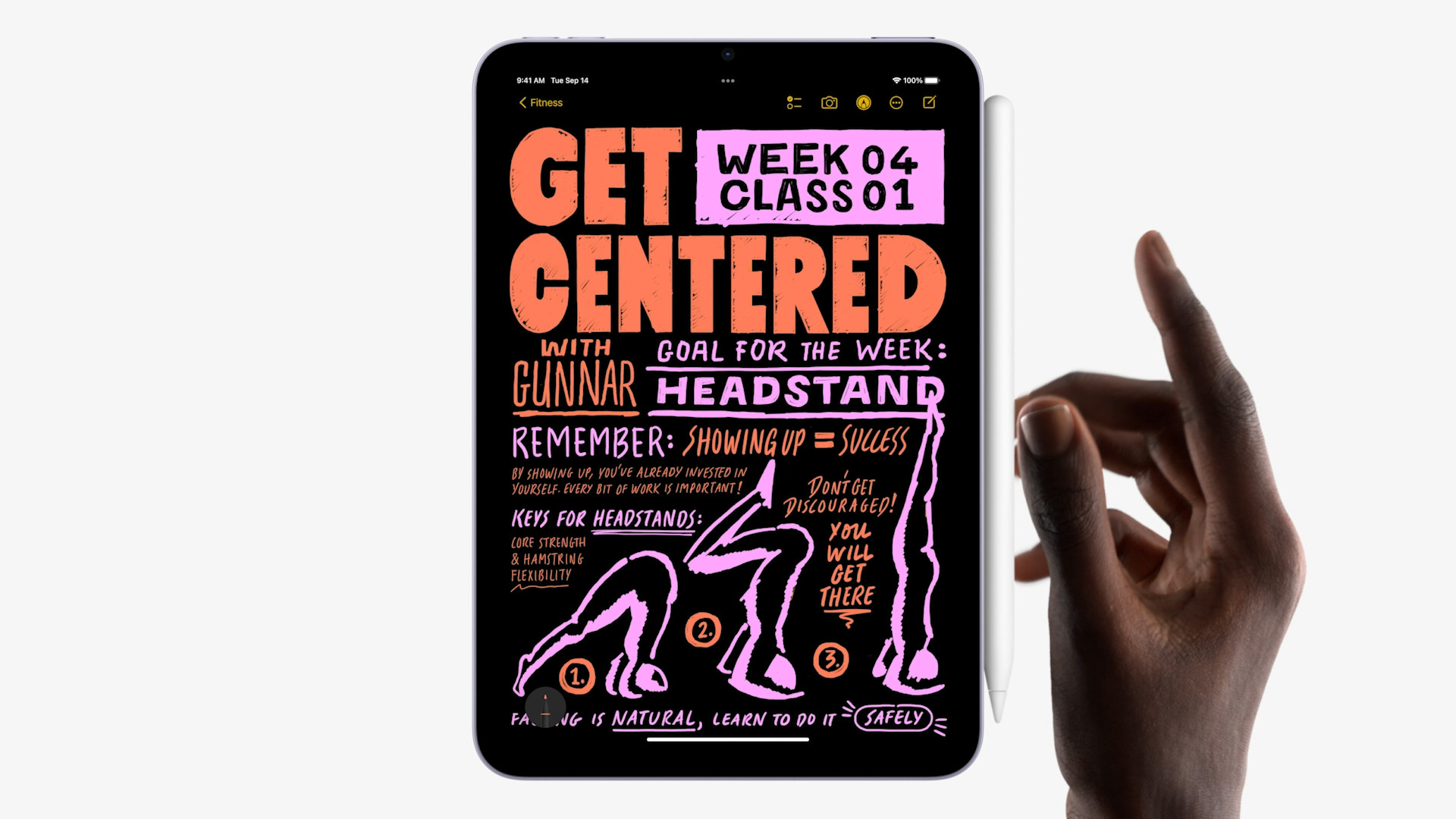 ipad yoga class hand