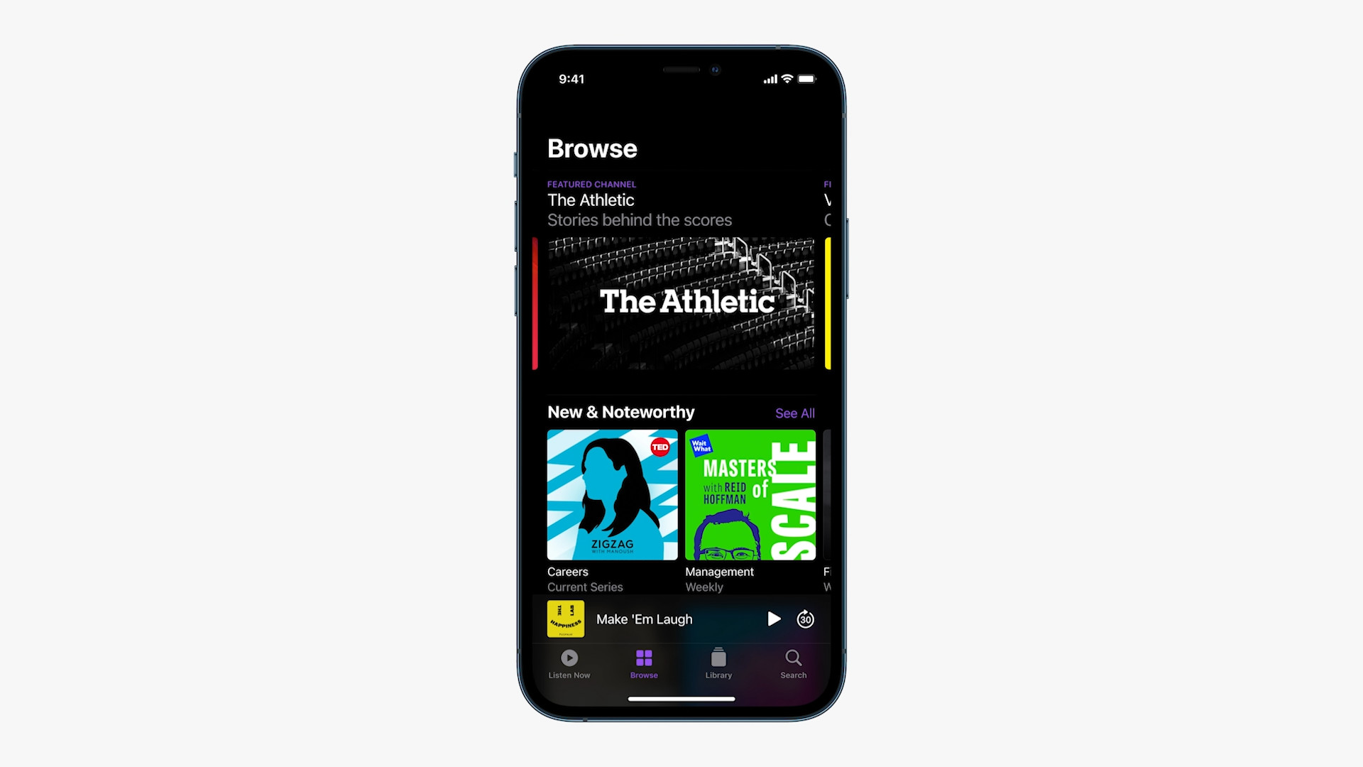 iphone podcast browse screen