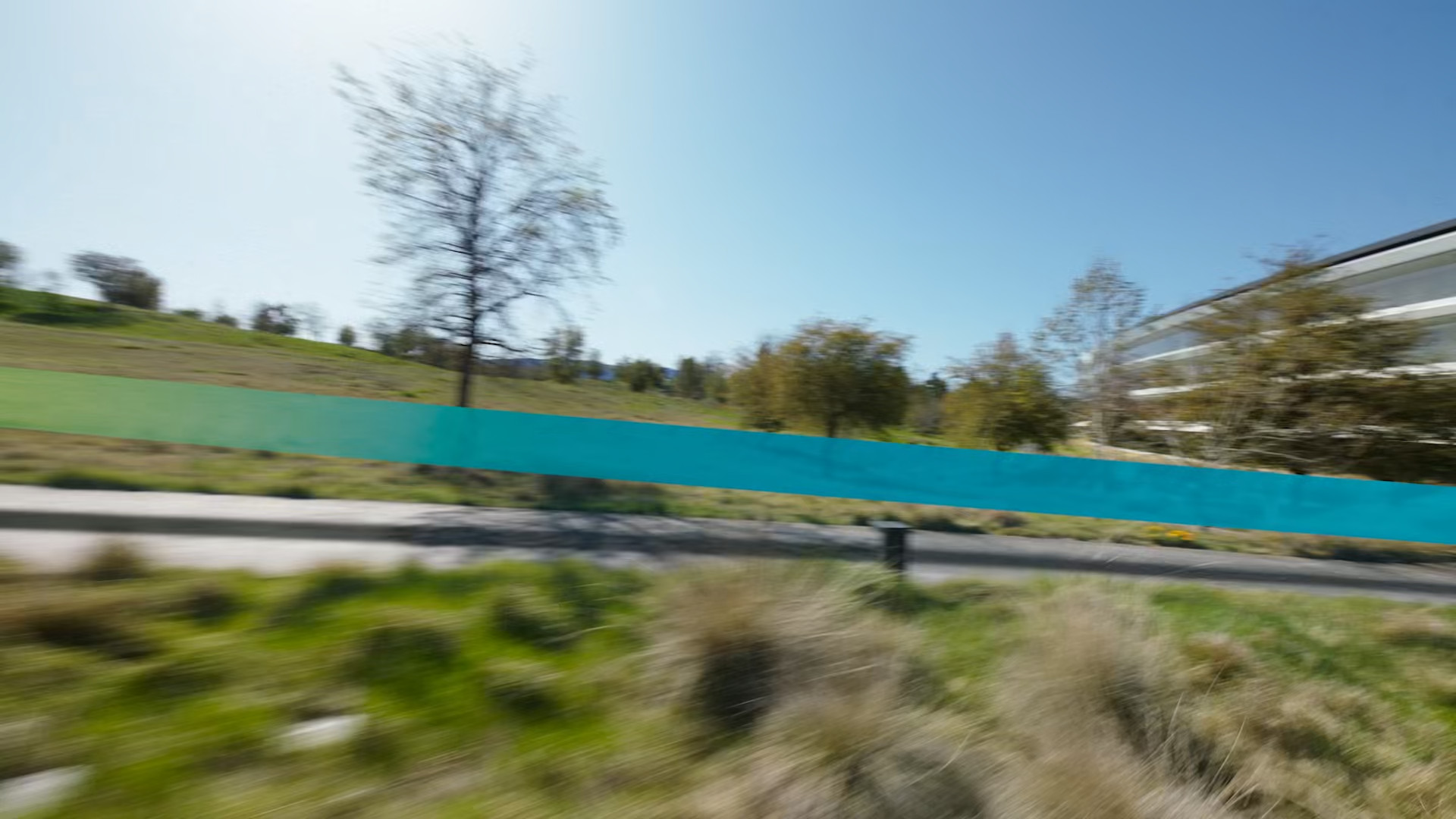 landscape with blue ribbon