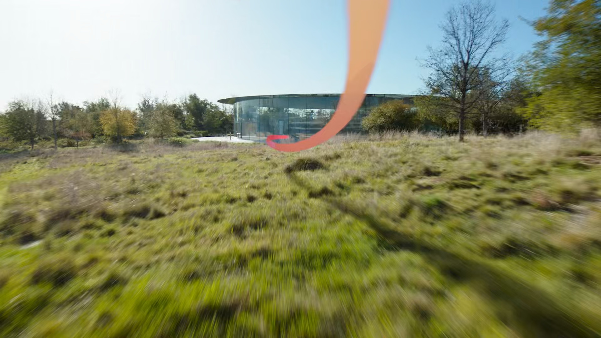 landscape with orange ribbon