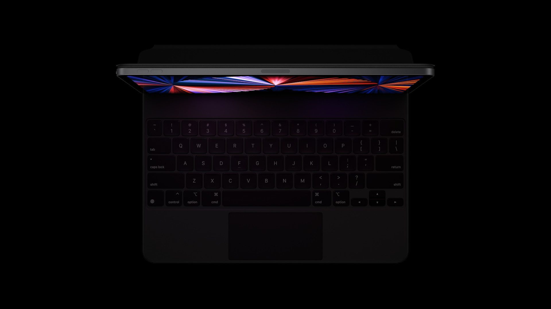 macbook keyboard with colorful display