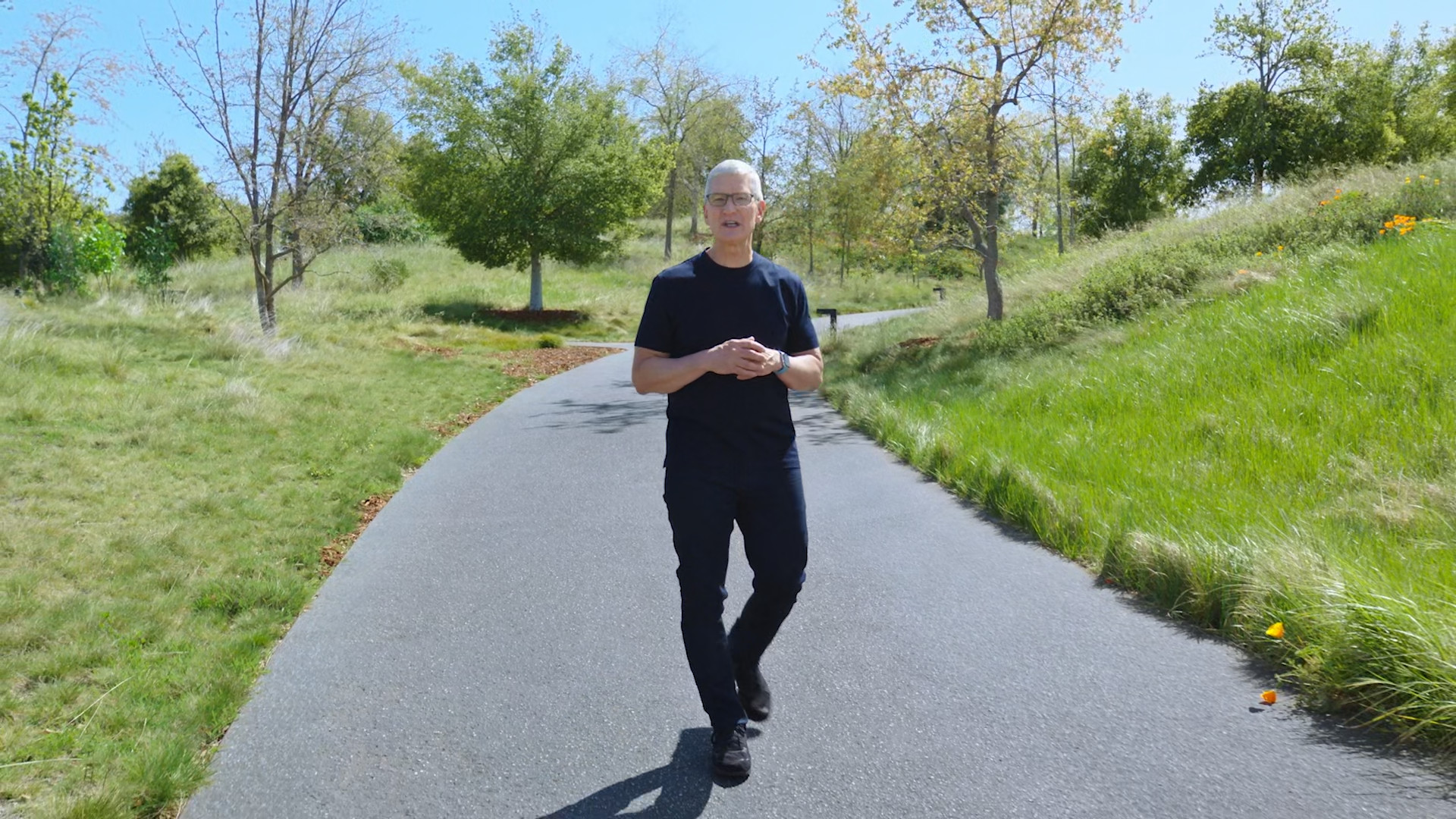 man walking on roadway